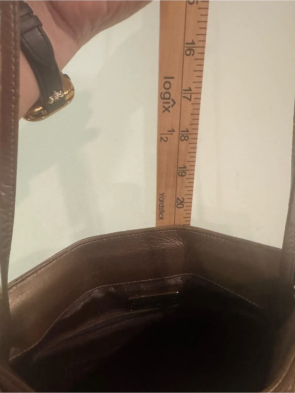 VTG Stuart Weitzman Metallic Bronze Hinge Open Clutch with Zipper Rosette